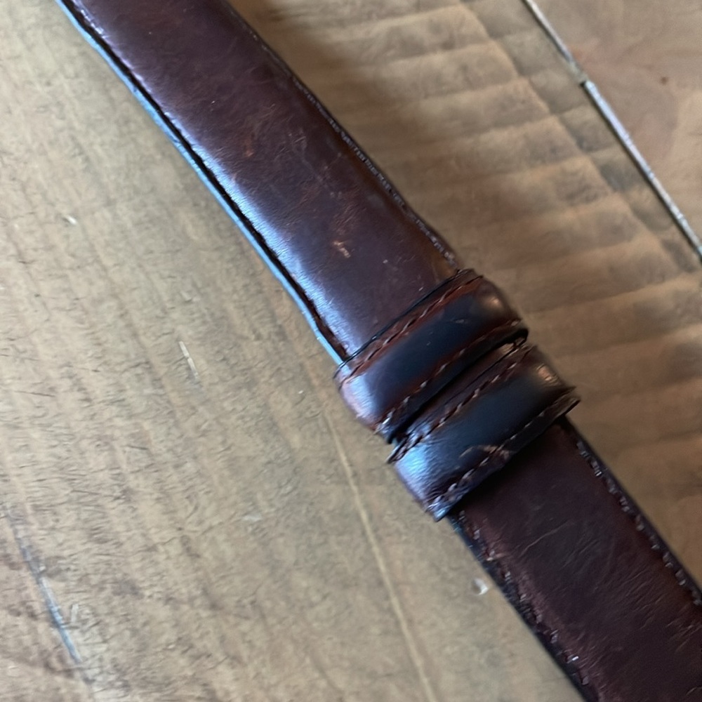 Unique Brass and Brown Leather Belt Adjustable - Picture 7 of 7